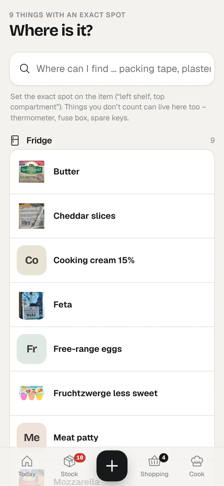 Where is it? search with exact spots for each item